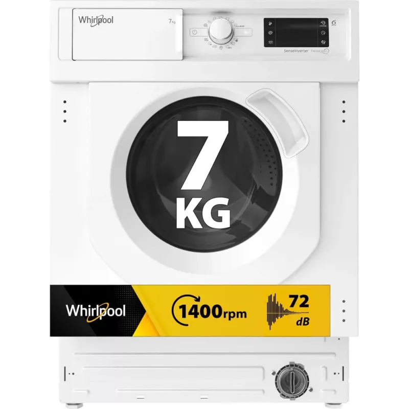 Whirlpool BI WMWG 71483E EU N skalbimo mašina, įkraunama iš priekio, 7 kg, 1351 aps./min., balta