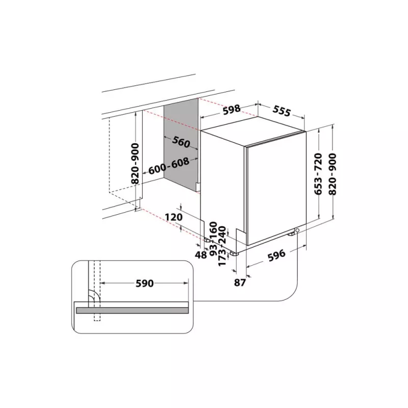 Whirlpool MaxiSpace W8I HT58 T visiškai integruojama 14 komplektų