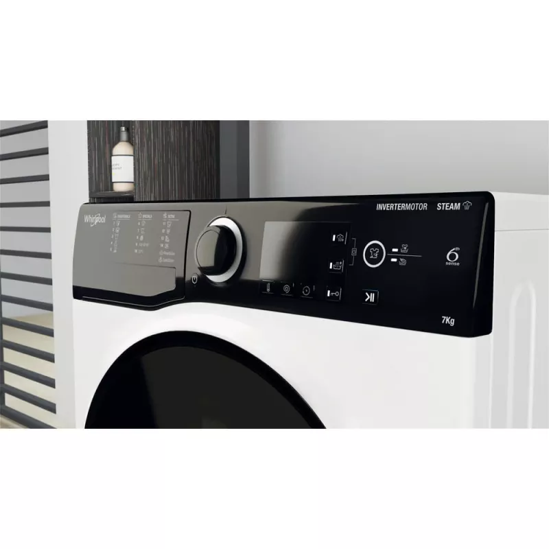 Whirlpool WRSB 7259 D EU skalbimo mašina su priekiniu įkrovimu 7 kg 1151 aps./min. juoda, balta