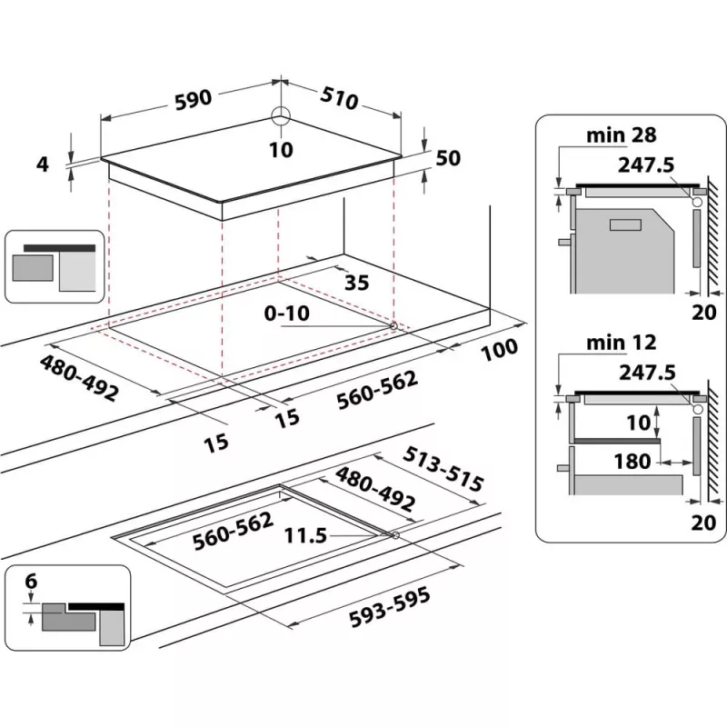 Whirlpool WS Q2160 NE Juoda Built-in 59 cm Zone induction hob 4 zone(s)
