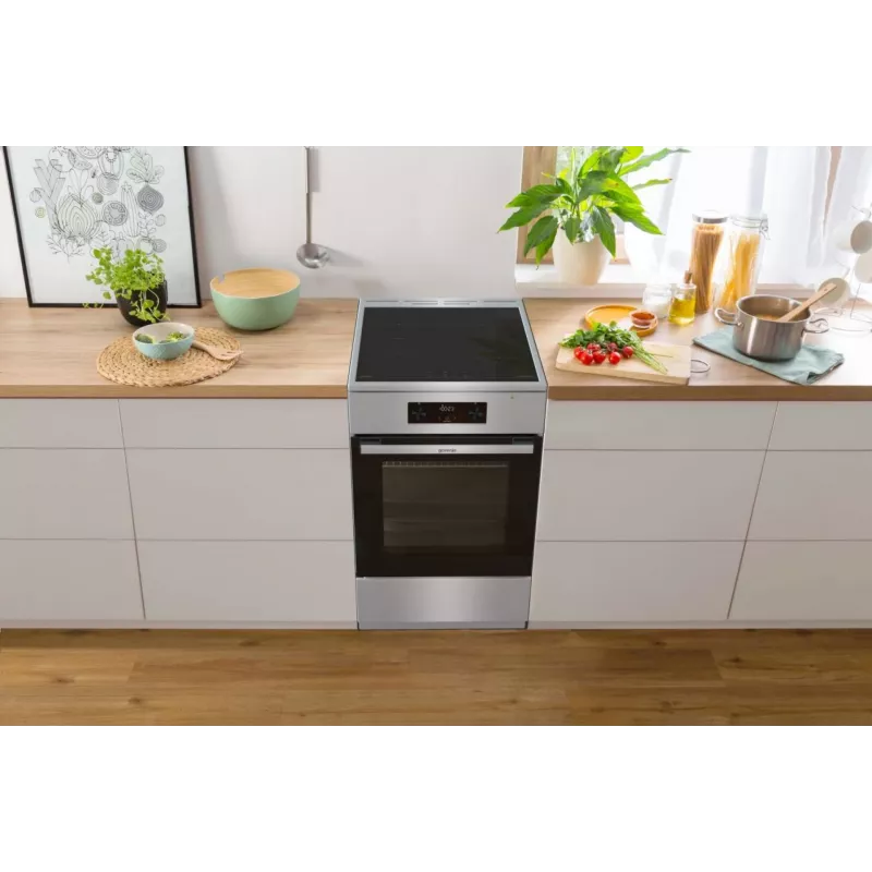 Gorenje 740742 viryklė Laisvai pastatoma viryklė Elektrinė Zonų indukcinė kaitlentė Juoda, Nerūdijantis plienas