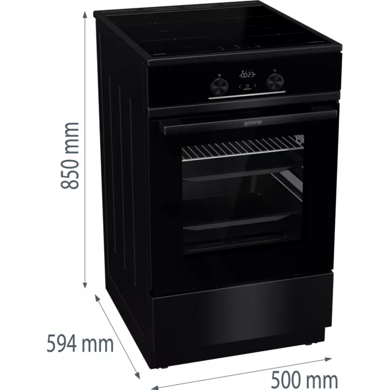 „Gorenje“ GEIT5C60BPG, laisvai pastatoma viryklė, elektrinė, keraminė kaitlentė, juoda