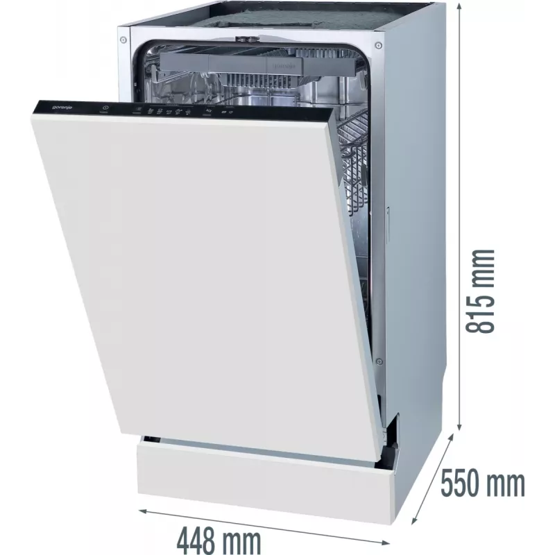 Gorenje GV 520 E 10 EB pilnai įmontuojama 11 komplektų