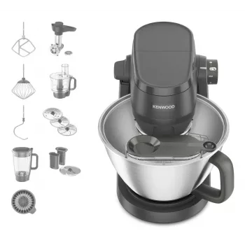 Virtuvinis kombainas Kenwood KHC30.070GY — 1000 W, 4,3 L nerūdijančio plieno dubuo, sukamoji rankenėlė, pilka