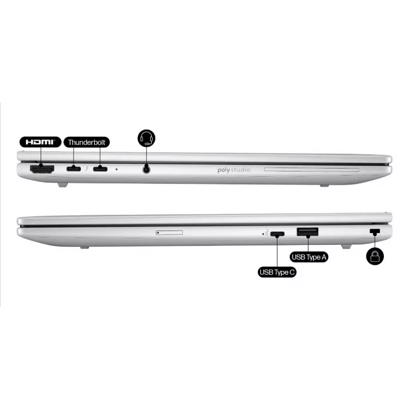 HP EliteBook 8 G1i AI Intel Core Ultra 5 225U Nešiojamasis kompiuteris 35,6 cm (14 colių) WUXGA 32 GB DDR5-SDRAM Wi-Fi 7 (802.11be) Windows 11 Pro AI PC Sidabrinis