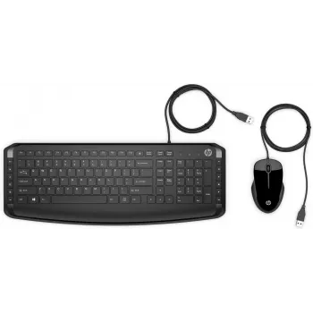 HP Pavilion klaviatūra ir pelė 200, laidinė, USB, mechaninė, QWERTY, juoda, pelė komplekte