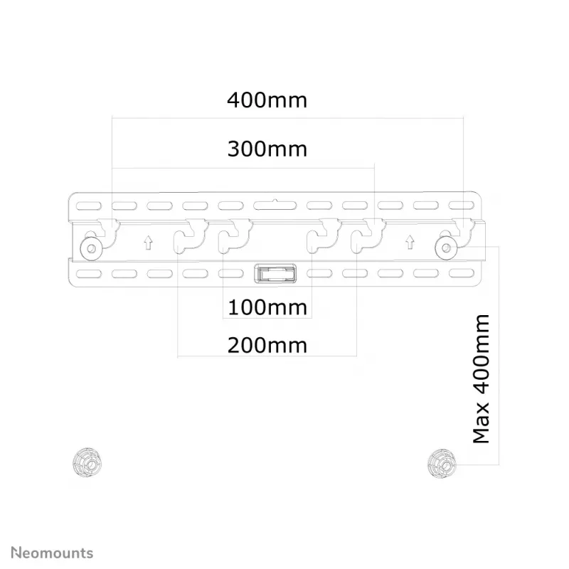 Neomounts LED-W040 TV laikiklis sienai 23-52 inch - itin plokščias, 58,4 cm (23 inch), 132,1 cm (52 inch), 100 x 100 mm, 400 x 400 mm, plienas, juodas