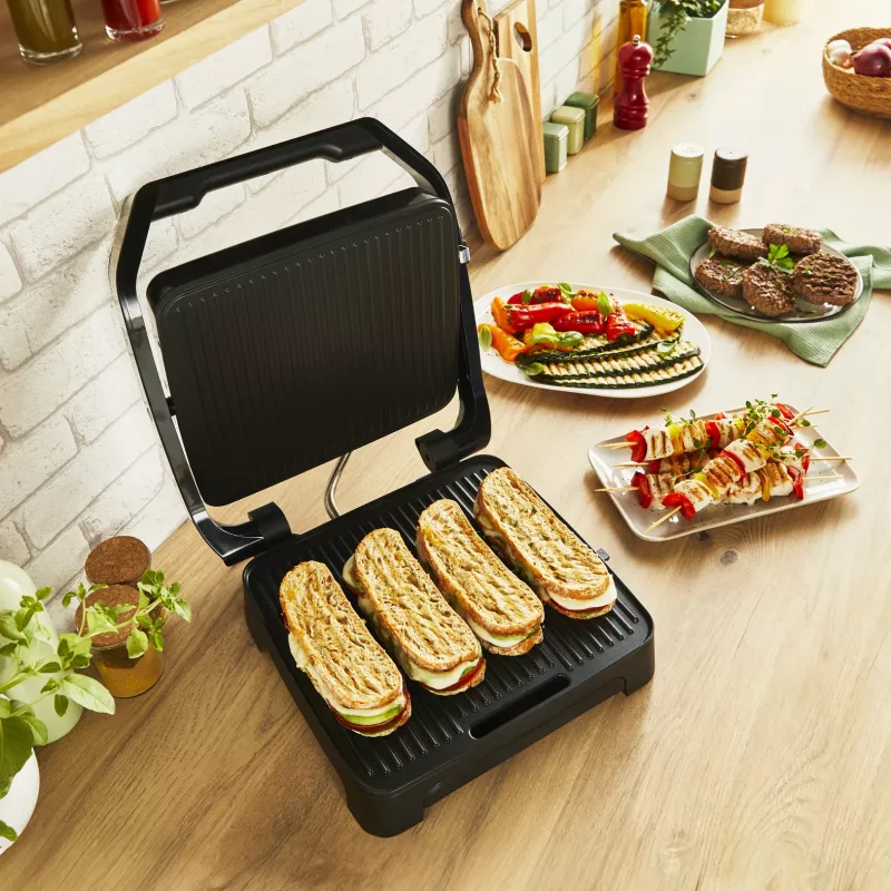 Kontaktinė keptuvė Tefal Inicio Adjust GC272D10 su nepridegančiomis plokštėmis ir reguliuojama temperatūra