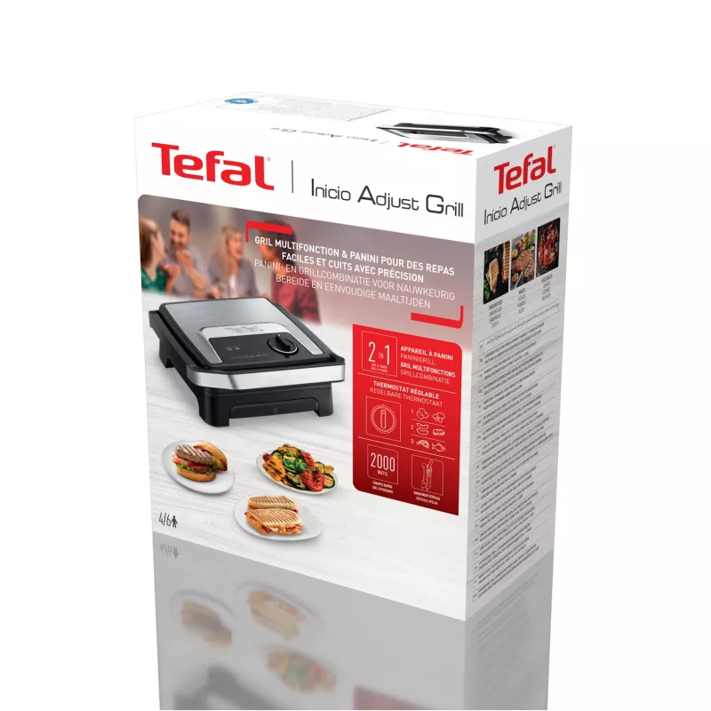 Kontaktinė keptuvė Tefal Inicio Adjust GC272D10 su nepridegančiomis plokštėmis ir reguliuojama temperatūra