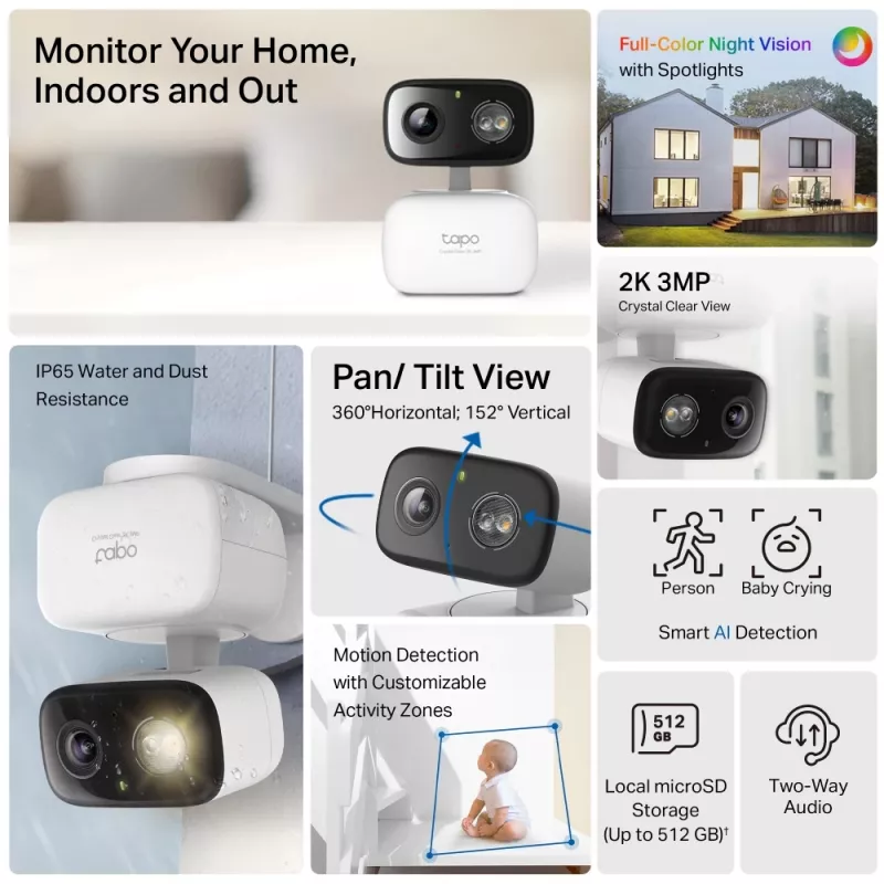 TP-Link Tapo C216 Box IP apsaugos kamera Vidaus 2304 x 1296 pikseliai Lubos/Siena/Stalas