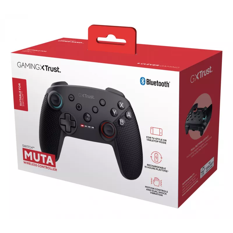 Trust GXT 1246 MUTA Juoda Bluetooth žaidimų pultelis Analoginis / Skaitmeninis Nintendo Switch, Nintendo Switch Lite, Nintendo Switch OLED