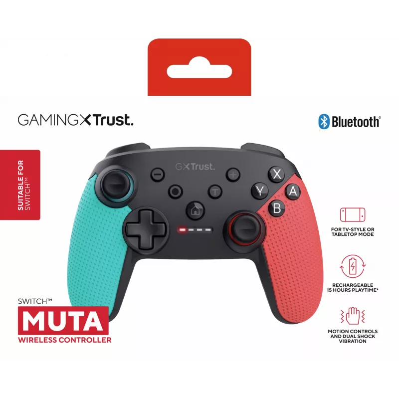 Trust GXT 1246B Muta Juoda, Blue, Red Bluetooth žaidimų pultas Nintendo Switch, Nintendo Switch Lite
