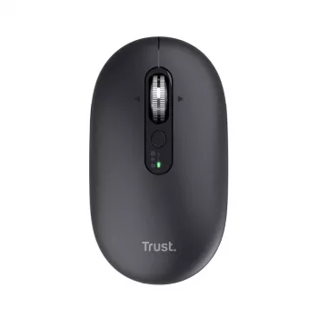 pelė TRUST Seron plonas Multi — abiem rankoms tinkama biuro pelė, optinė 3200 DPI, RF belaidė + Bluetooth, 7 mygtukai, juoda
