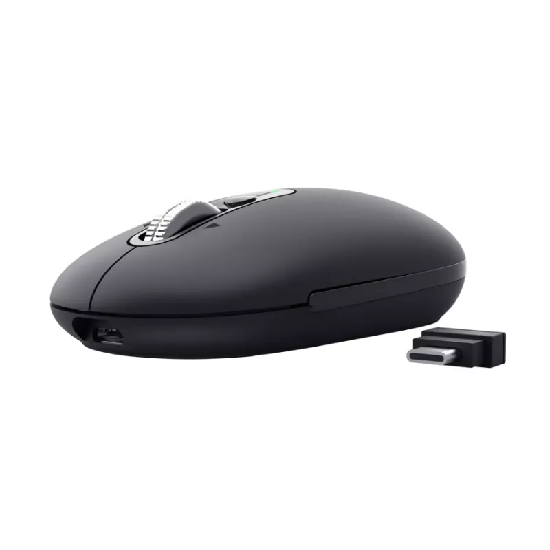 pelė TRUST Seron plonas Multi — abiem rankoms tinkama biuro pelė, optinė 3200 DPI, RF belaidė + Bluetooth, 7 mygtukai, juoda