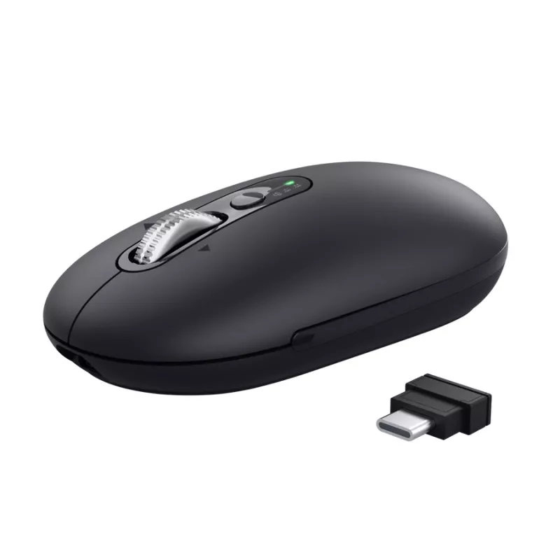 pelė TRUST Seron plonas Multi — abiem rankoms tinkama biuro pelė, optinė 3200 DPI, RF belaidė + Bluetooth, 7 mygtukai, juoda