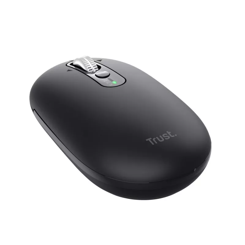 pelė TRUST Seron plonas Multi — abiem rankoms tinkama biuro pelė, optinė 3200 DPI, RF belaidė + Bluetooth, 7 mygtukai, juoda