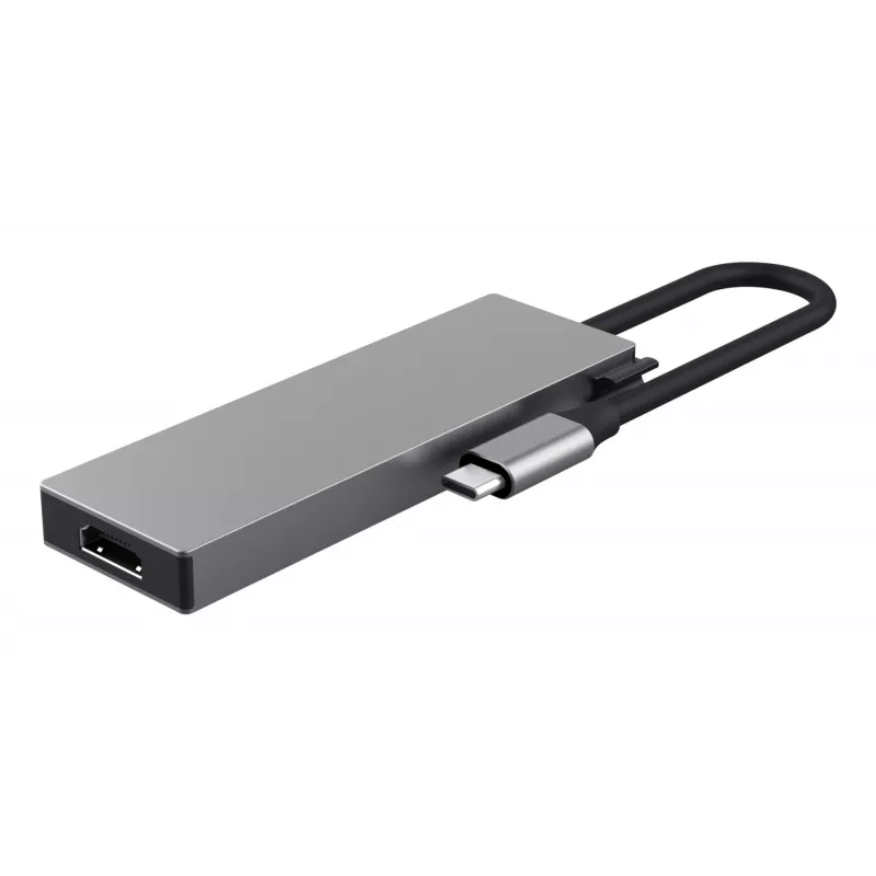 USB Type-C šakotuvas TRUST 26062 — HDMI + USB 3.2 Gen 1 Type-A & Type-C, pilka, 5 prievadai
