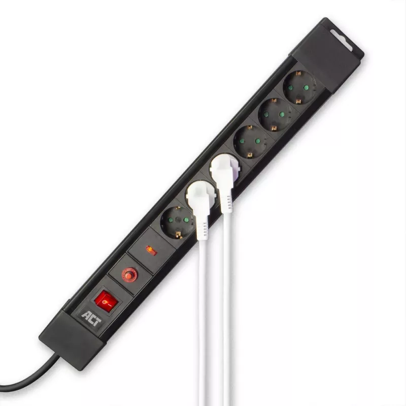 ACT maitinimo lizdas su 6 maitinimo lizdais ir apsauga nuo viršįtampių, 6 kintamosios srovės lizdai, F tipas, 230 V, 16 A, 1,5 mm², F tipo (Schuko)