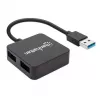 Manhattan USB-A 4 prievadų šakotuvas, 4x USB-A prievadai, 5 Gbps (USB 3.2 Gen1, dar žinomas kaip USB 3.0), maitinamas per USB (nereikia išorinio maitinimo bloko). Greitas įkrovimas: 1 prievadas iki 0,9 A; įkrovimui per 4 prievadus reikalingas išorinis maitinimo blokas (nepridedamas). Atitinka ST4300MINU3B