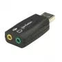Manhattan USB-A garso adapteris, USB-A į 3,5 mm mikrofono įvesties ir garso išvesties prievadai, 480 Mbps (USB 2.0), palaiko 3D ir virtualų 5.1 erdvinį garsą, Hi-Speed USB, juodas, trejų metų garantija