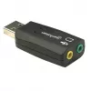 Manhattan USB-A garso adapteris, USB-A į 3,5 mm mikrofono įvesties ir garso išvesties prievadai, 480 Mbps (USB 2.0), palaiko 3D ir virtualų 5.1 erdvinį garsą, Hi-Speed USB, juodas, trejų metų garantija