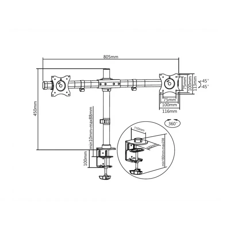 Multibrackets M Deskmount Basic Dual