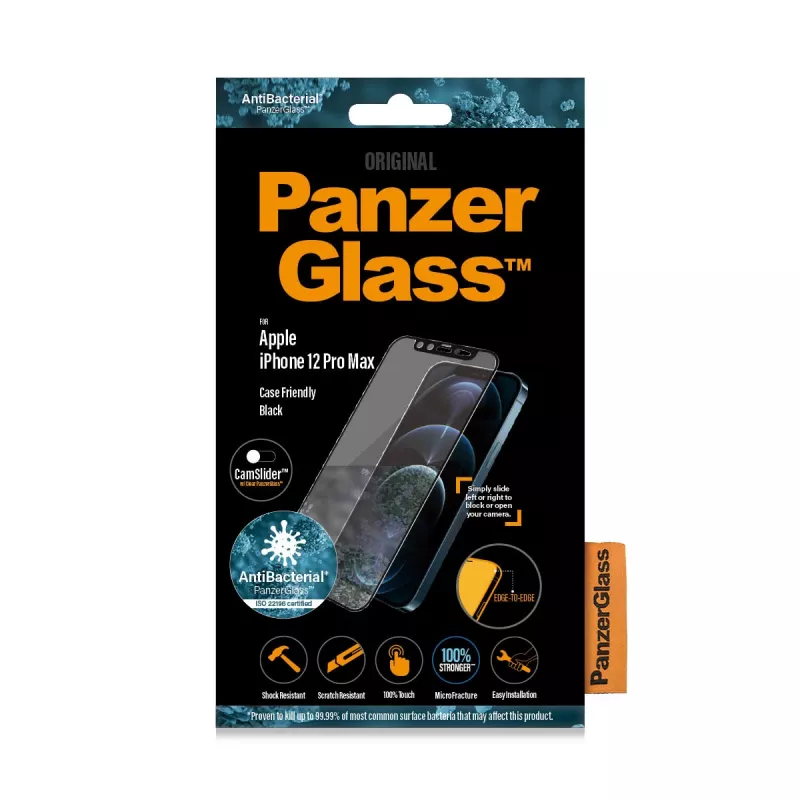 PanzerGlass ® CamSlider® Ekrano Apsauga iPhone 12 Pro Max | Nuo Krašto Iki Krašto