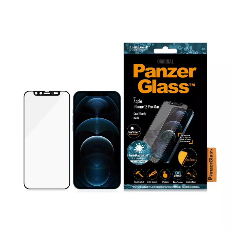 PanzerGlass ® CamSlider® Ekrano Apsauga iPhone 12 Pro Max | Nuo Krašto Iki Krašto