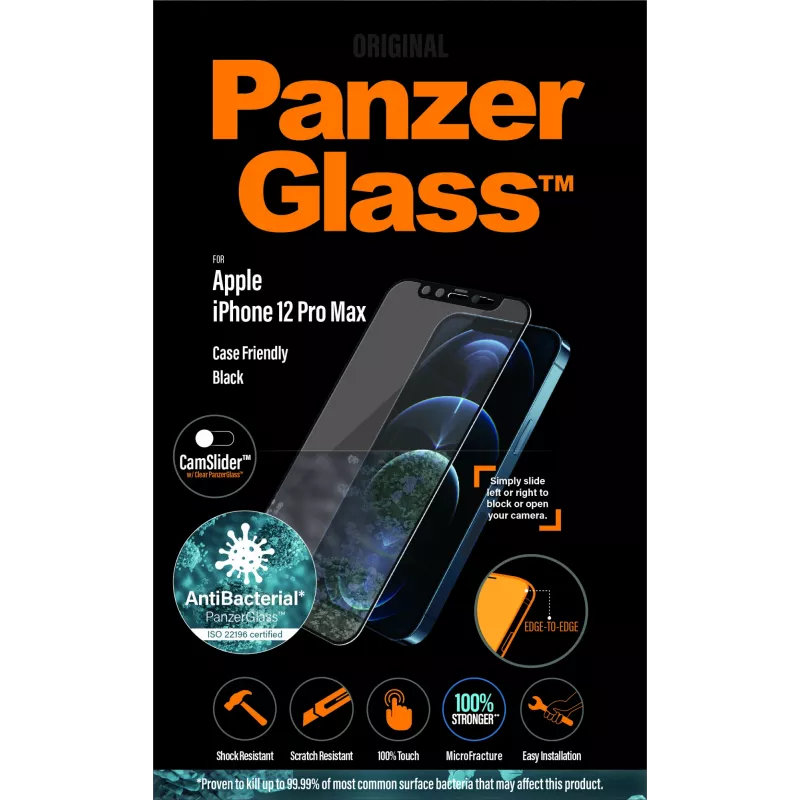 PanzerGlass ® CamSlider® Ekrano Apsauga iPhone 12 Pro Max | Nuo Krašto Iki Krašto