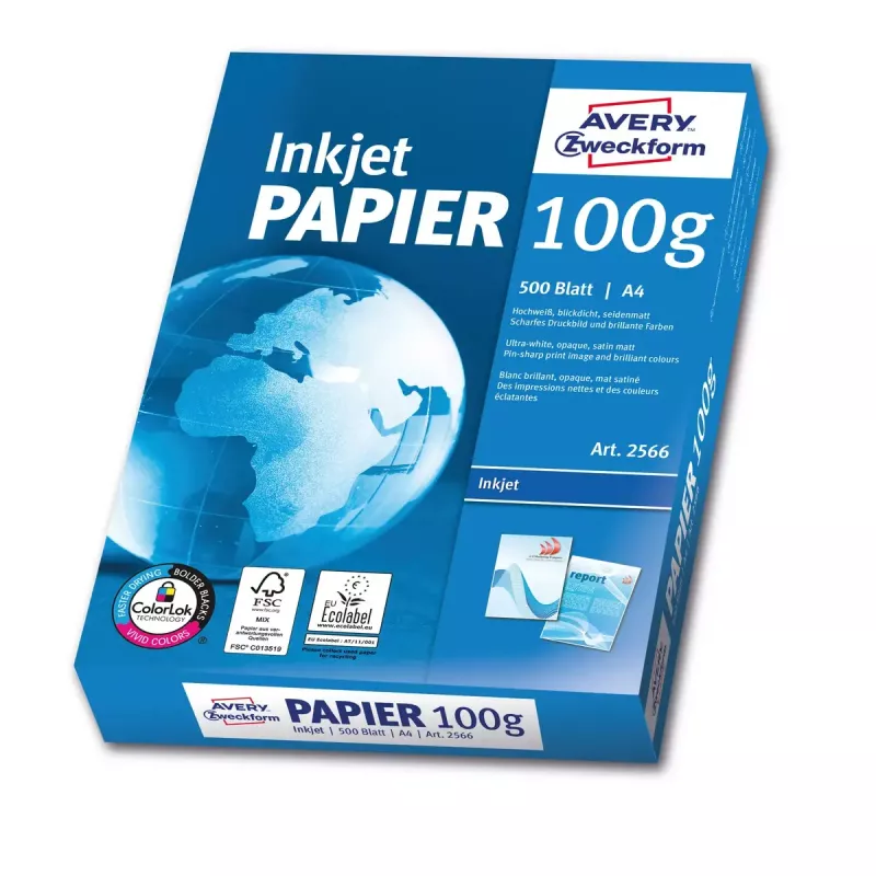Spausdinimo popierius A4 Avery Bright White rašaliniams spausdintuvams 500 lapų