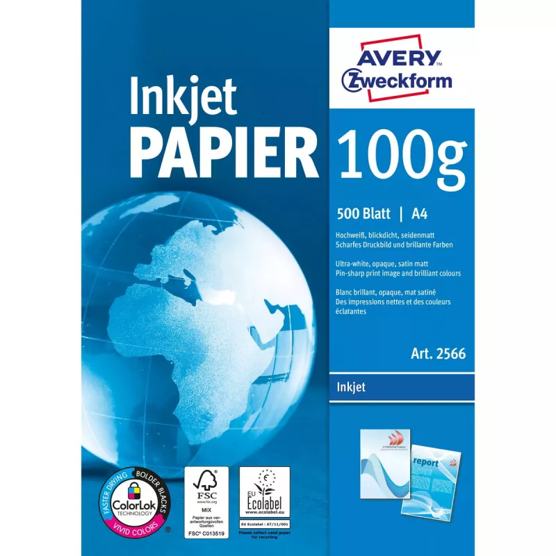 Spausdinimo popierius A4 Avery Bright White rašaliniams spausdintuvams 500 lapų