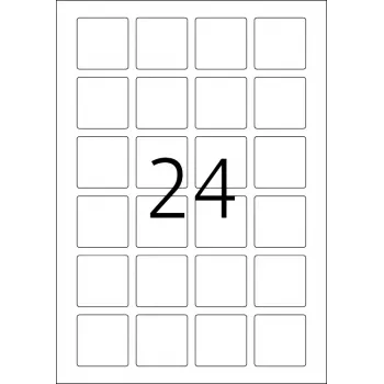 QR kodų etiketės HERMA 9642, A4, 40x40 mm, baltos, kvadratinės, popierinės
