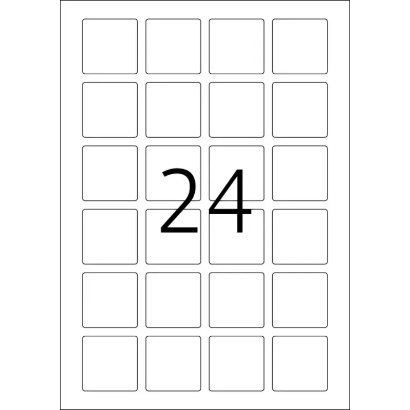 QR kodų etiketės HERMA 9642, A4, 40x40 mm, baltos, kvadratinės, popierinės