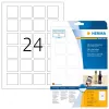 QR kodų etiketės HERMA 9642, A4, 40x40 mm, baltos, kvadratinės, popierinės