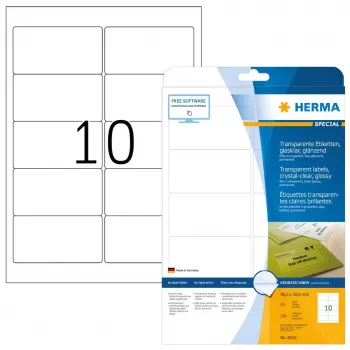 Lipnūs spausdintuvo lipdukai HERMA Labels skaidrūs itin permatomi A4 96x50,8 mm