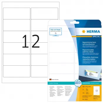 Daugkartinio klijavimo adresų etiketės HERMA 10017 A4 99,1x42,3 mm