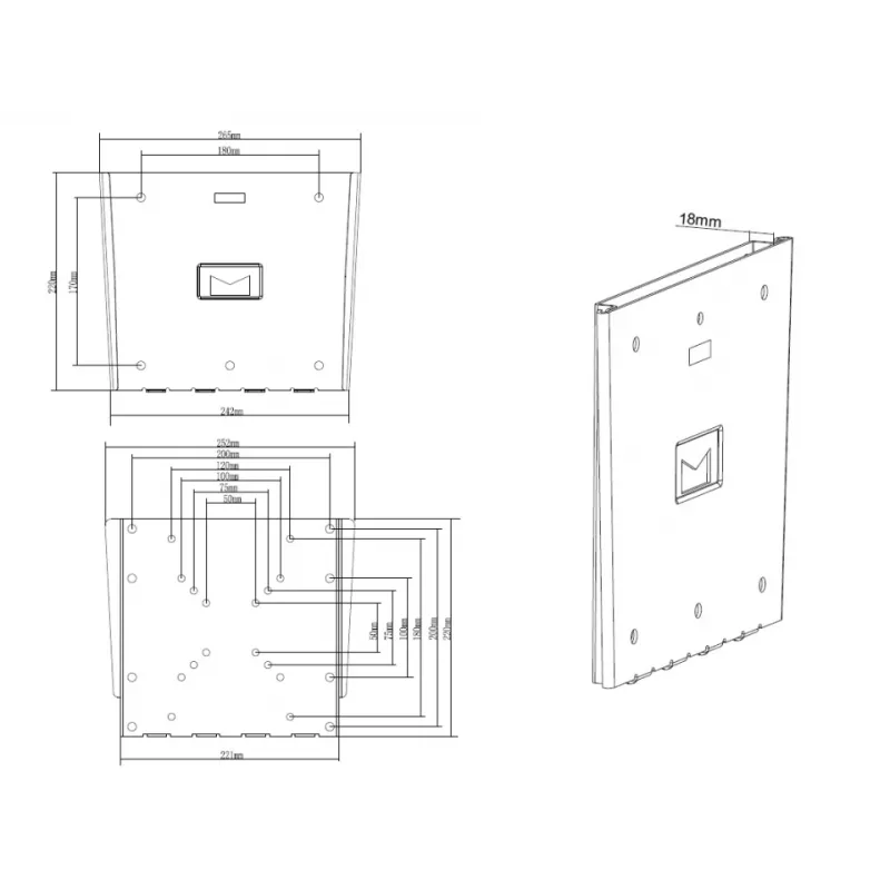 Multibrackets M VESA Wallmount III juoda 75 100 200x100 200x200 30kg