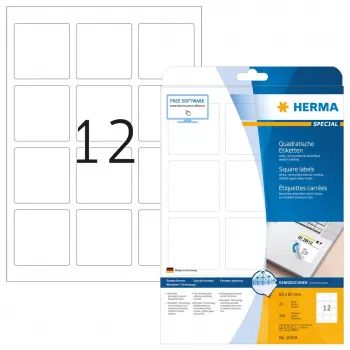 Nuimamos etiketės HERMA 10109 A4 60x60 mm kvadratinės baltos