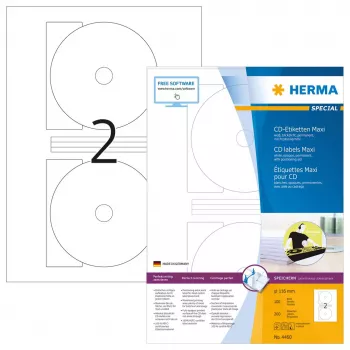Lipnios spausdintuvo etiketės HERMA CD etiketės Maxi A4 Ø 116 mm