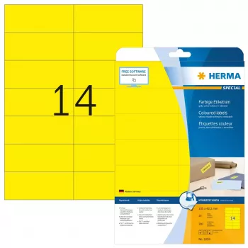 Lipnios etiketės HERMA 5058 geltonos 105x42,3 mm 280 vnt.