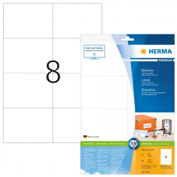 Lipnios etiketės HERMA 8645 Stačiakampės Nuolatinės Baltos
