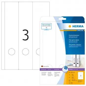Lipnios spausdintuvo etiketės HERMA rašaliniams spausdintuvams, bylų etiketės A4 61x297 mm