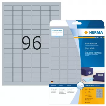 Lipnios spausdintuvo etiketės HERMA Labels A4 30,5x16,9 mm sidabrinė plėvelė blizgi 2400 vnt.