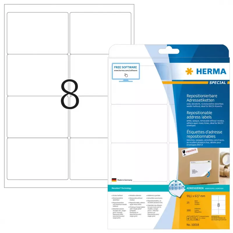 Perklijuojamos adresų etiketės HERMA 10018