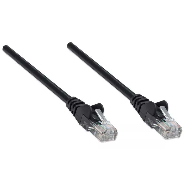 “Intellinet” tinklo kabelis, Cat6, 15 m, juodas, CCA, U/UTP, PVC, RJ45, auksuoti kontaktai, neužsikabinantis, su apsauginiu gaubteliu, viso gyvenimo garantija