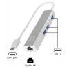 LevelOne Gigabit USB-C tinklo adapteris su USB šakotuvu, laidinis, USB Type-C, Ethernet, 1000 Mbit/s, sidabrinis