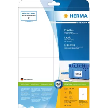 Lipnus spausdintuvo lipdukas HERMA Labels Premium A4 105x148 mm