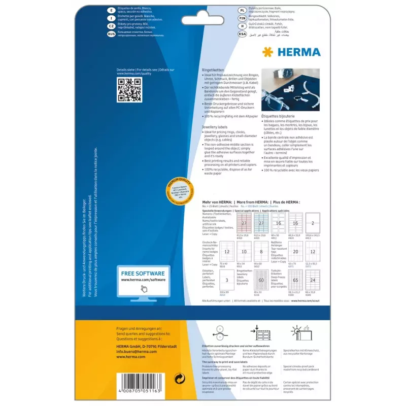 Lipni spausdintuvo etiketė HERMA 5116 A4 49x10 mm 1500 vnt.