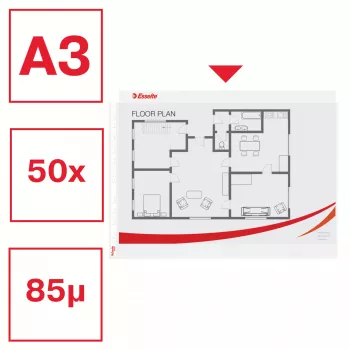 Esselte Quality Pocket A3 Landscape, 30% perdirbto plastiko prieš vartojimą