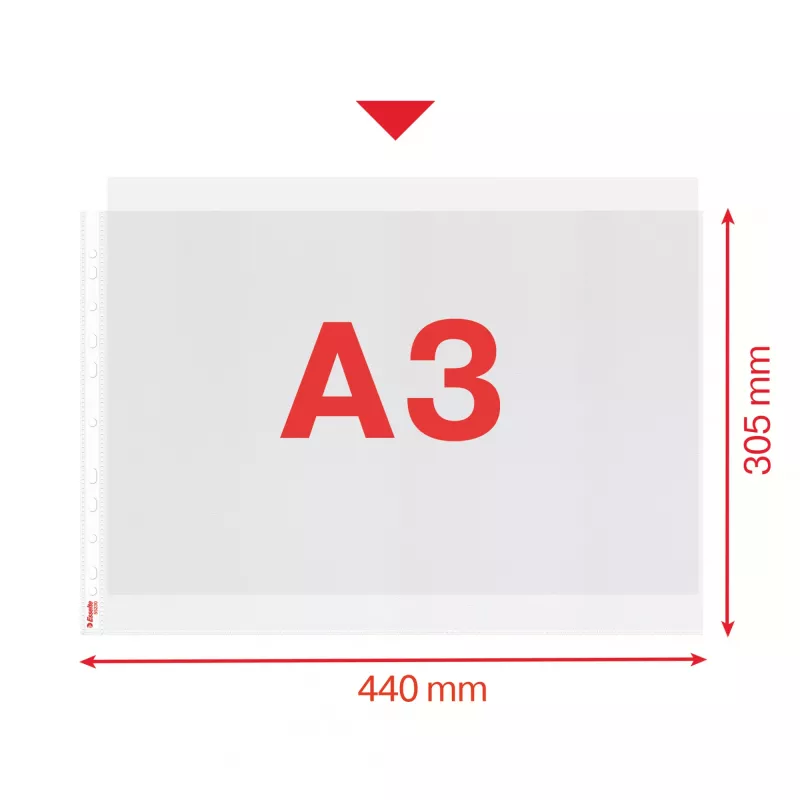 Esselte Quality Pocket A3 Landscape, 30% perdirbto plastiko prieš vartojimą
